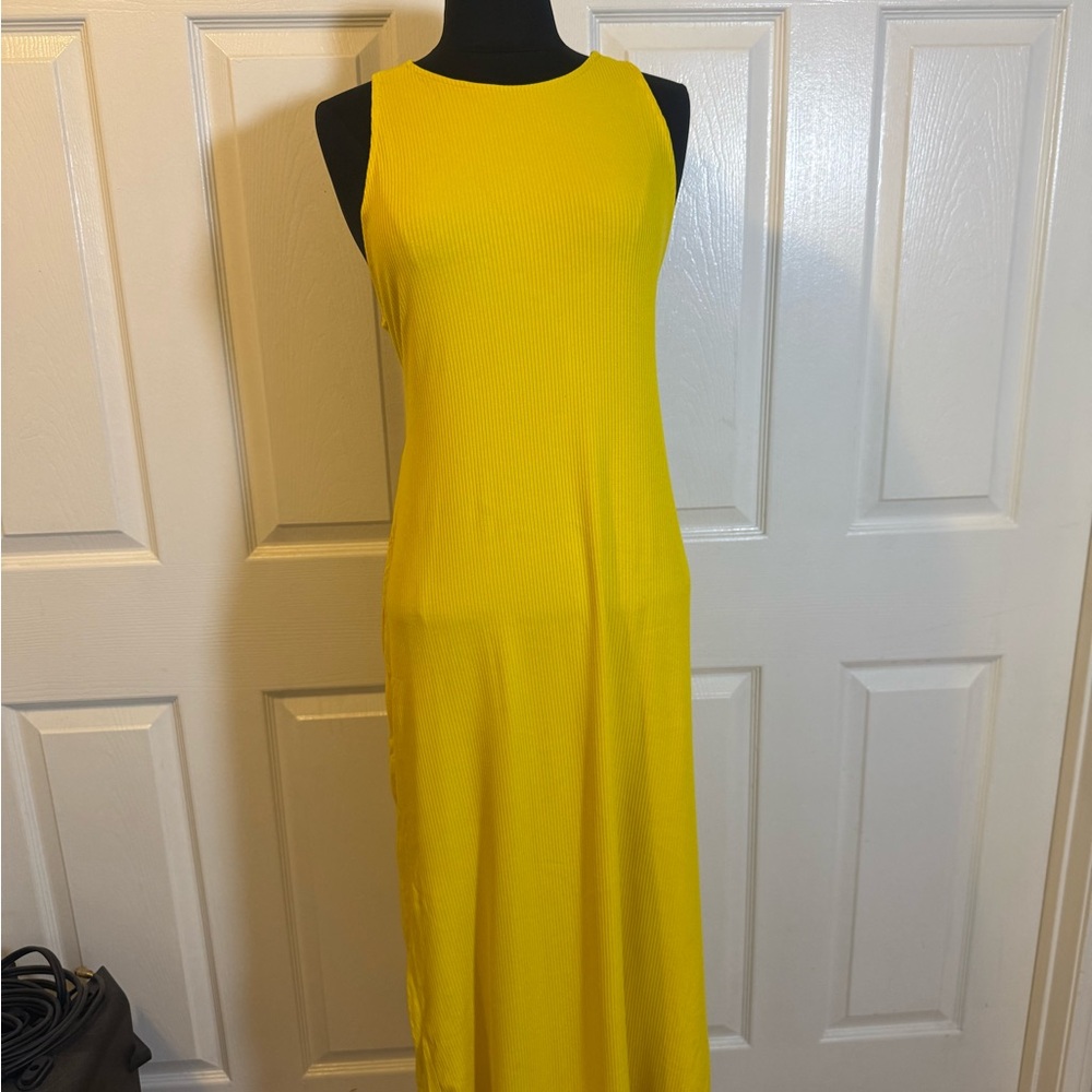 H&M Yellow Sheath Halter Maxi Dress